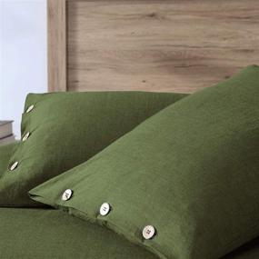img 2 attached to 🛏️ EXQ Home Olive Green Cotton Duvet Cover Set - Full/Queen Size, 3 Pcs Vintage Comforter Bedding with Button Closure (Breathable & Super Soft)
