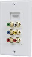 🔌 monoprice recessed hdmi wall plate, 1 hdmi f/f adapter & 6 rca connector, gold plated - white: efficient home theater connectivity solution логотип