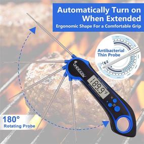img 1 attached to 🔥 CHDEXIN Instant Read Meat Thermometer: Waterproof Digital Wireless Food Thermometer for Cooking, Grilling, BBQ - Black Blue