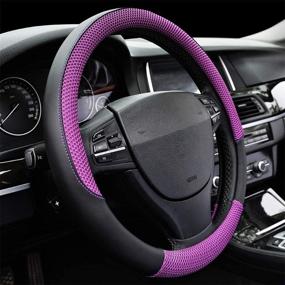 img 4 attached to Улучшите свой опыт вождения с помощью нашей фиолетовой накидки для рулевого колеса автомобиля из микроволокна.