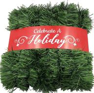 🌿 premium 50 foot non-lit soft green garland for christmas decorations - ideal for indoor or outdoor use - high-quality artificial greenery for home, garden, or wedding party decorations logo