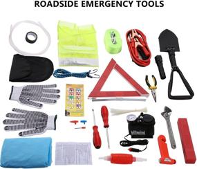 img 3 attached to Sailnovo Car Roadside Emergency Kit - 99 Pieces: Jumper Cables, Tow Rope, Reflective Triangles, Women and Men's Multipurpose Auto Safety Roadside Assistance Car Kit