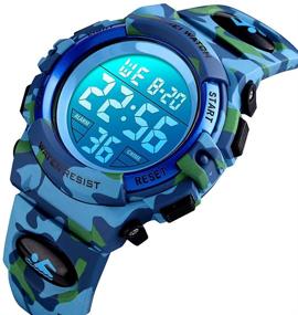 img 3 attached to Kids Digital Watch: 50M Waterproof Sports Wristwatch with Alarm, Stopwatch, and Calendar - Perfect for Outdoor Activities