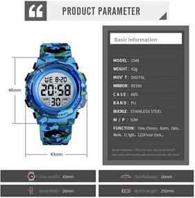 img 1 attached to Kids Digital Watch: 50M Waterproof Sports Wristwatch with Alarm, Stopwatch, and Calendar - Perfect for Outdoor Activities
