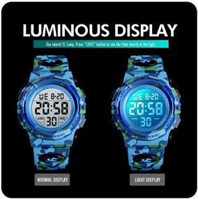 img 2 attached to Kids Digital Watch: 50M Waterproof Sports Wristwatch with Alarm, Stopwatch, and Calendar - Perfect for Outdoor Activities