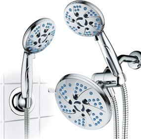 img 4 attached to 💦 AquaCare High Pressure 48-mode 3-way Rainfall & Handheld Shower Head Combo with Antimicrobial Anti-Clog Nozzles, Extra-Long 6ft Stainless Steel Hose, 2nd Wall Bracket, and All Chrome Finish