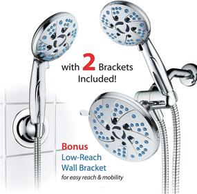 img 2 attached to 💦 AquaCare High Pressure 48-mode 3-way Rainfall & Handheld Shower Head Combo with Antimicrobial Anti-Clog Nozzles, Extra-Long 6ft Stainless Steel Hose, 2nd Wall Bracket, and All Chrome Finish