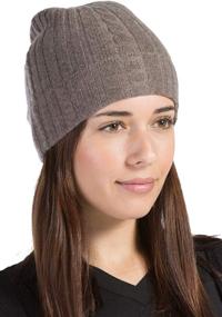 img 3 attached to 🎩 Fishers Finery Women's Cashmere Cable Knit Hat - 100% Pure, Super Soft & Cuffed