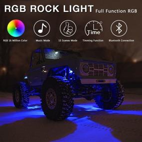 img 3 attached to Преобразуйте свою поездку с LEDKINGDOMUS RGB LED Rock Lights: Bluetooth, Управление музыкой - 8 Подсветки Multicolor Neon LED Light Kit для грузовика Jeep UTV ATV.