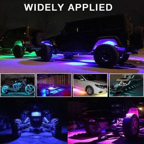 img 2 attached to Преобразуйте свою поездку с LEDKINGDOMUS RGB LED Rock Lights: Bluetooth, Управление музыкой - 8 Подсветки Multicolor Neon LED Light Kit для грузовика Jeep UTV ATV.