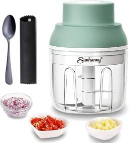 img 4 attached to 🧄 Efficient Electric Garlic Chopper Mini - Premium Garlic Masher Mincer Crusher, Spice Grinder, Food Processor with Garlic Peeler And Spoon (250ML/8.5FL OZ, Green)