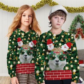 img 2 attached to 🎄 Ugly Christmas Sweatshirts for Boys and Girls: Funny Graphic Prints for Teens, Long Sleeve Pullover Sweaters - Festive 4-16 Years Old Party Wear