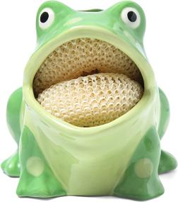 img 4 attached to 🐸 Art Frog Collection: Ceramic Kitchen Scrubby Sponge Holder - Whimsical Home & Kitchen Decor