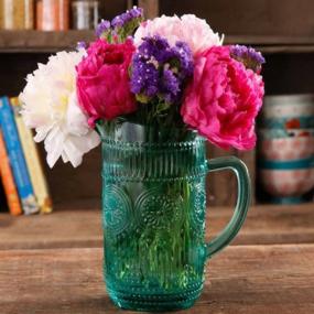 img 1 attached to 🍹 The Pioneer Woman Adeline 1.59-Liter Glass Pitcher Turquoise: Stylish and Functional Serving Solution