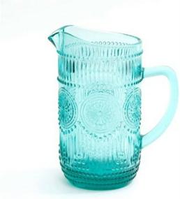 img 2 attached to 🍹 The Pioneer Woman Adeline 1.59-Liter Glass Pitcher Turquoise: Stylish and Functional Serving Solution