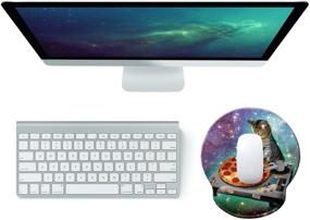 img 2 attached to 🍕 Pizza Cat Mouse Pad: Hipster Cool Cat Galaxy Mousepad with Memory Foam and Wrist Rest Support