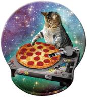 🍕 pizza cat mouse pad: hipster cool cat galaxy mousepad with memory foam and wrist rest support logo