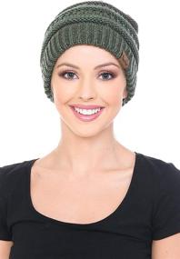 img 2 attached to 🎩 C.C BeanieTail: Stylish Messy High Bun Ponytail Beanie Hat with Soft Stretch Cable Knit