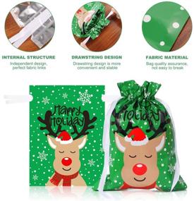 img 3 attached to 🎁 Amosfun Разноцветные мешочки на Рождество с завязками - 30 штук с Рождественскими принтами для подарочных сувениров, праздничных украшений и лакомств
