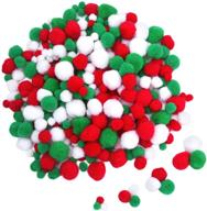 🎄 400 pieces of livder christmas pom poms: perfect for art crafts, gift decorations in red, green, and white logo