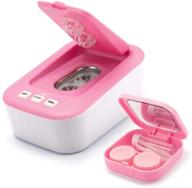 efficient pink ultrasonic contact lens cleaner kit for daily care: faster and portable cleaning logo