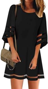 img 4 attached to LookbookStore Casual Crewneck Patchwork XX Large Women's Clothing in Dresses