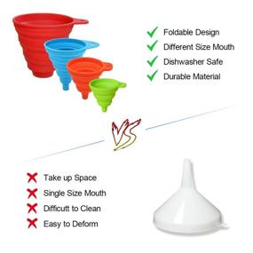 img 1 attached to 🥣 Food Grade Silicone Collapsible Funnel Set - 4 Pieces for Easy Bottle Filling, Canning, and Wide Mouth Jars - Large Funnel with Small/Mini Funnel for Efficient Transfer of Oil and Powder