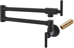 img 4 attached to 🚰 Havin Black Pot Filler: Wall Mount Faucet with Double Joint Swing Arms & 2-Handle Control in Matte Black A202 StyleA