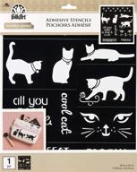 🐱 folkart 39246 cat stencil: convenient and flexible adhesive, 8.5" x 9.5 logo