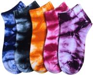 colorful cool crazy knitted ankle socks for kids - 5 pairs, novelty fashion socks for boys and girls, perfect for school, sports, and tie-dye themes logo