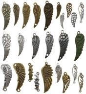 50pcs assorted angel wing feathers punk charm pendants for diy jewelry making - cfm019 logo