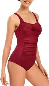 img 1 attached to SHEKINI Twisted Tankini Control Swimsuit