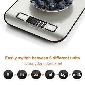 img 3 attached to 🍳 CROWNFUL 11lb Digital Kitchen Food Scale - Weight in Ounces and Grams, Ideal for Cooking and Baking - 6 Units, Tare Function (Batteries Included)