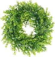 🌿 geboor 16 inch artificial boxwood wreath: vibrant green leaves for indoor/outdoor décor, perfect for front door, wall, window, party логотип