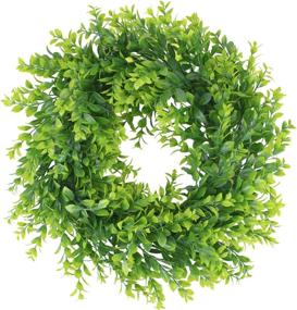 img 4 attached to 🌿 Geboor 16 inch Artificial Boxwood Wreath: Vibrant Green Leaves for Indoor/Outdoor Décor, Perfect for Front Door, Wall, Window, Party