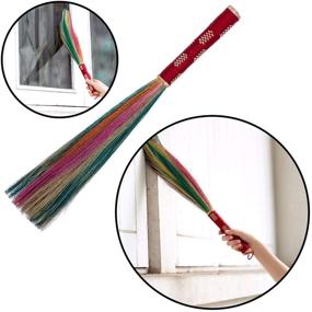 img 2 attached to 🧹 SN SKENNOVA - 12 inch Tall Handcrafted Whisk Duster Brush Broom with Colorful Randomly Chosen Nylon Thread Handle