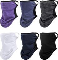 🧣 uv protection ice silk neck gaiter headwear balaclava with ear loops - set of 6 for men and women logo