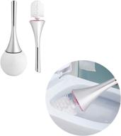 creative white toilet cleaning brush set with stainless steel base - high-quality toilet bowl brush and holder logo
