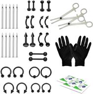 🔒 professional piercing kit by bodyj4you - 36pc surgical stainless steel 14g 16g belly ring, tongue, tragus, nipple, nose logo