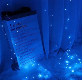 img 2 attached to 🪔 9.8x9.8 ft Window Curtain String Light with 300 LEDs, 8 Modes and Remote Control - Waterproof LED Lights for Wedding Party, Garden, Bedroom, Outdoor/Indoor Wall Decor - USB Powered (Blue)