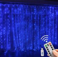 🪔 9.8x9.8 ft window curtain string light with 300 leds, 8 modes and remote control - waterproof led lights for wedding party, garden, bedroom, outdoor/indoor wall decor - usb powered (blue) логотип