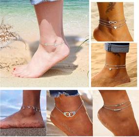 img 3 attached to Honsny Anklets Bracelets Layered Adjustable