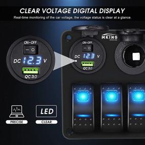 img 2 attached to MKING 3 Gang Waterproof Marine Switch Panel with USB Sockets, Rocker 🚤 Switch Panel featuring Blue LED Lights - Ideal for Cars, RVs, and Boats