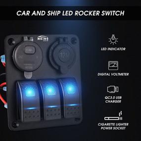 img 3 attached to MKING 3 Gang Waterproof Marine Switch Panel with USB Sockets, Rocker 🚤 Switch Panel featuring Blue LED Lights - Ideal for Cars, RVs, and Boats