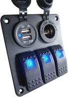 mking 3 gang waterproof marine switch panel with usb sockets, rocker 🚤 switch panel featuring blue led lights - ideal for cars, rvs, and boats logo