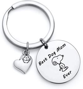 img 4 attached to 🐶 TzrNhm Blossom Best Dog Mom Ever Bangle Bracelet & Keychain Set for Women and Girls – Ideal Gift for Dog Lovers