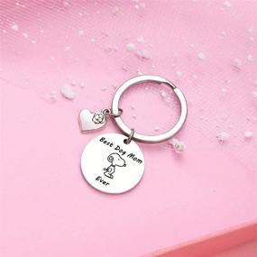 img 3 attached to 🐶 TzrNhm Blossom Best Dog Mom Ever Bangle Bracelet & Keychain Set for Women and Girls – Ideal Gift for Dog Lovers