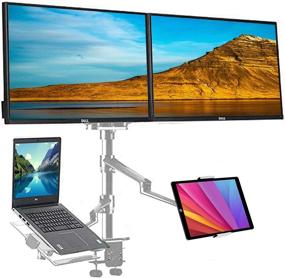 img 4 attached to 💻 Versatile 4-Arm Adjustable Desk Bed Holder Mount Stand for Laptops and Monitors