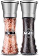 🧂 set of 2 - yyc stainless steel salt and pepper grinder: unique pattern/font label design, refillable pepper grinder with adjustable coarseness - suitable for sea salt, pepper, and more! logo