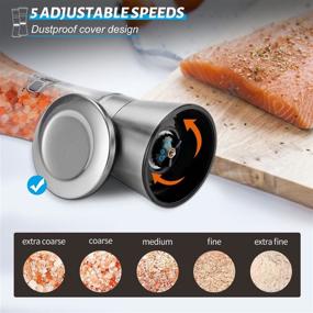 img 1 attached to 🧂 Set of 2 - YYC Stainless Steel Salt and Pepper Grinder: Unique Pattern/Font Label Design, Refillable Pepper Grinder with Adjustable Coarseness - Suitable for Sea Salt, Pepper, and More!